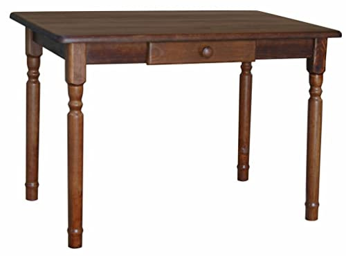 k koma Massiver Esstisch aus Kiefernholz – Edles Nuss-Design mit Schublade | 70x90 cm | NEU