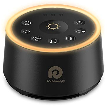 Dreamegg D1, White Noise Machine with Night Light, Sound Machine, Black | 24 Natural Sounds, 3 Auto-Off Timers, Soft Night Light & Headphone Jack Help Mask Noise for Nursery, Stroller or Travel
