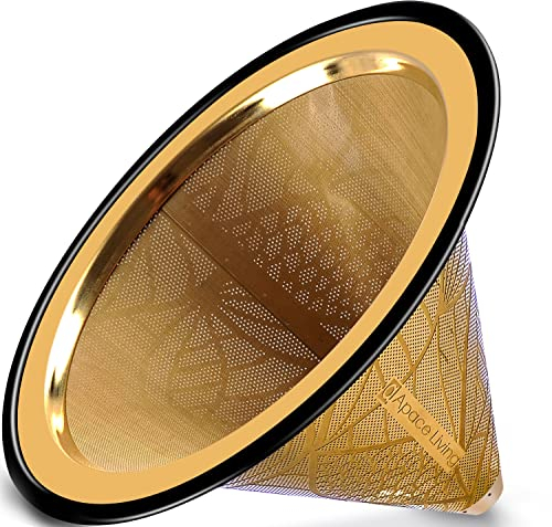 Filtre Café Réutilisable - Porte Filtre à Café Permanent en Acier Inoxydable avec une Base Métallique Large - Compatible avec le Bodum Chemex & Autres Cafetières