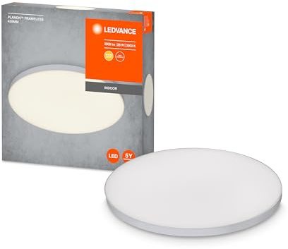 LEDVANCE LED Wand-und Deckenleuchte, Rahmenlose Panel Leuchte für Innen, Warmweiß (3000K), 28W, Rund mit 450mm Durchmesser, PLANON FRAMELESS ROUND