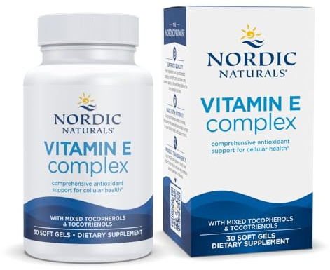 Nordic Naturals Vitamin E Complex, Unflavored - 30 Soft Gels - 6 Forms of Vitamin E for Antioxidant Support - Cellular Protection - Non-GMO - 30 Servings