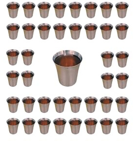 Communion Cups for Churches | 40 Cup Set for Wine Communion Trays | Holy Juice Cups | Ideal for Worship Services | Stainless Steel - Satin Matte Finish