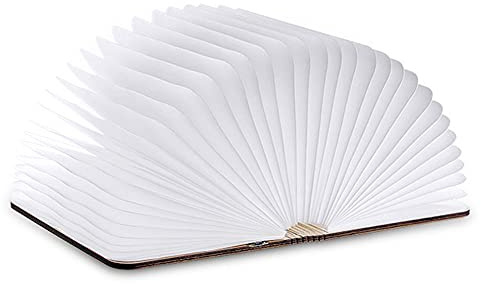 tooloflife Faltbare Buchlampe Neuheit Holz Tischlampe Tragbare Schreibtischleuchte LED Papierlaterne mit USB Wiederaufladbar für Geschenk Home Office Dekor
