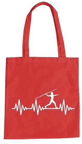 Herzschlag Speer Baumwolltasche - EKG Sport Leichtathletik Speerwurf Wurf Jagen Rot