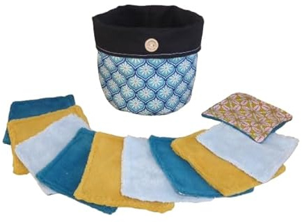 Lot de 10 lingettes démaquillantes lavable bambou et son panier - Handmade - zéro déchet (16)