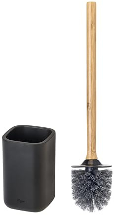 Set de Cepillo para Inodoro y Soporte Vigar Zense, Cepillo para Inodoro con Soporte de Piedra de poliresina, Sets de baño para decoración y Accesorios de baño, Negro