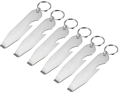 QUARKZMAN 6uds Abridores Botellas, Inoxidable Acero Abridor latas Manual Botella Punzón Abridor 3.95 Largo Adecuado para Cerveza Botella Lata Bebida, Plata