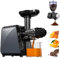 LUFVEBUT Masticating Juicers for Vegetables and Fruit, Cold Press Slow Juicer Machine Celery Carrot Ginger Quiet BPA Free, 250W Electric Coffee Beans Spices Herb Grinder, with Reverse Function