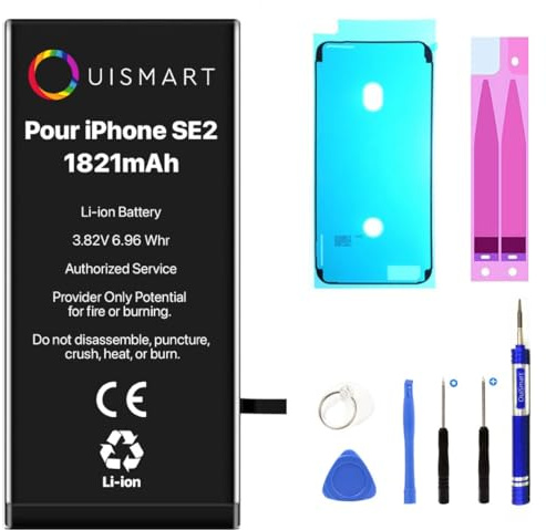 OUISMART® KIT Batterie pour IPHONE (avec Kit Outils + Adhésif + Joint D'étanchéité, iPhone SE 2020)