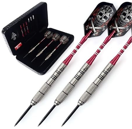 CUESOUL 90% Professionelle Dartpfeile mit Stahlspitze, 26 Gramm, Steeldart mit luxuriöser Darttasche + Upgrade-Kit