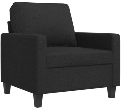 vidaXL Sessel, Sofa Relaxsessel mit gepolstertem Sitz Armlehnen, Fernsehsessel Loungesessel Metallgestell, Polstersessel Ruhesessel für Wohnzimmer, Schwarz Stoff