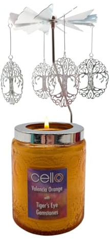Cello Scented Tiger's Eye Candle Spinner - Stunning Crystal Candle with Tiger's Eye - Anxiety Gifts for Women