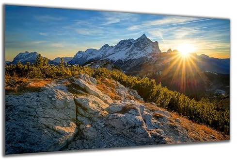 DARO Design - Wand-Bild auf 6mm HDF 40x30 cm Berg, Berge, Panorama, Sonnenaufgang - Wand-Deko Bilder Geschenk