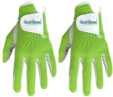 Scott Edward Lot de 2 gants de golf pour homme, coupe universelle, antidérapants, respirants, doux, lavables, portés à la main gauche, vert