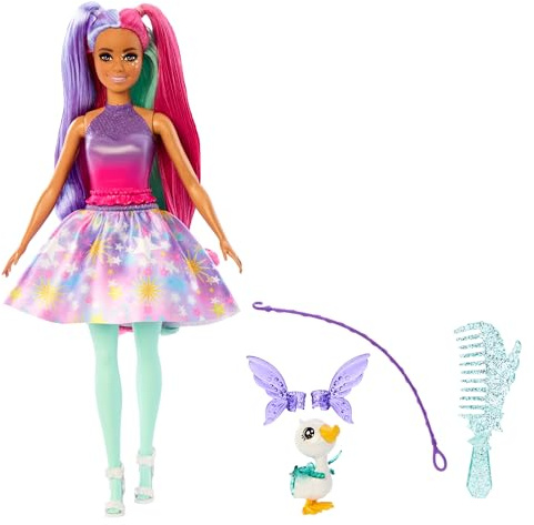 Barbie The Glyph A Touch of Magic Poupée et accessoires avec tenue fantastique, animal de compagnie, laisse et accessoires de mode, JCW50