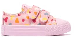 Conguitos Zapatillas De Bebé Lona Estampado Corazón Rosa - Zapatillas Casual para niños cómodas (Multicolor/Talla 20)