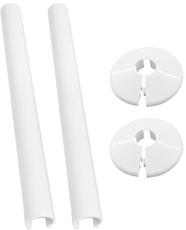 2 Stück 15 Mm Weiße Zierabdeckungen Und 2 Stück 15 * 200 Heizkörperrohre, Heizkörper-Bodenring, Weiße Heizkörperrohrabdeckung, Heizkörper-Bodenring Und Rohrhülse