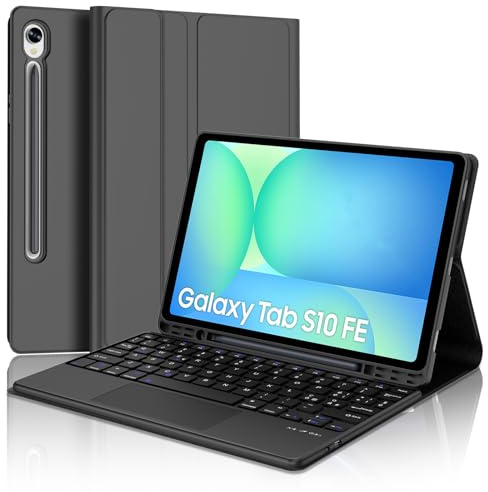 JADEMALL Tastiera con Trackpad per Samsung Tab S10 FE 10.9 2025/S9 FE 10.9 2023, Italiano QWERTY Tastiera Bluetooth Staccabile con Touchpad per Samsung Tab S9 FE/S10 FE 10.9, Nero