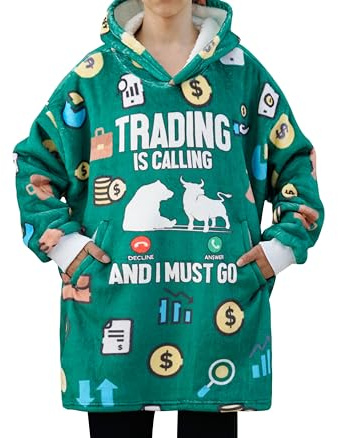 Huglanket Stock Market Gifts Wearable Blanket Hoodie, Oversized Wearing Blanket for Stock Brokers On Birthday and Christmas