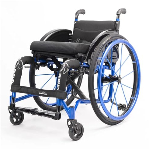 Sportrollstuhl,Rollstuhl Faltbar Leicht Aluminium Aktivrollstuhl, gepolsterter Sitz, Handbetriebene Standard-Rollstühle,Rollstühle mit Selbstantrieb,Sportliche Ästhetik(Seat width 42cm,Blue)
