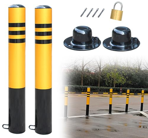Verkehr Leitpfosten Kegel, Sicherheit Kegel, Abnehmbare abschließbare Parksperrenpoller, gelbe und schwarze Warnkegel for Lager/Garage (Farbe: B x H, Größe: 7,6 x 75 cm (3 x 29 1/2 Zoll))(Size:7.6 x 7