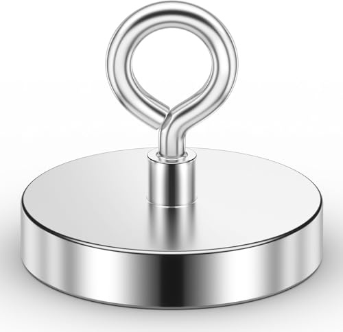 VNDUEEY Super Strong Neodymium Fishing Magnets, 454KG Pulling Force, Rare Earth Magnets, Magnet Fishing with Countersunk Hole Eyebolt for Retrieving in River Lake, Beach, Lawn -90mm