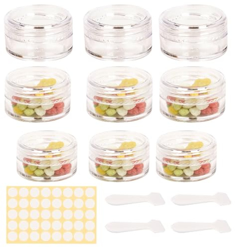 Tomma kosmetiska burkar i plast och provbehållare med lock – mini makeupkrukor för krämer – genomskinlig (6 x 20 ml, 3 x 10 ml)