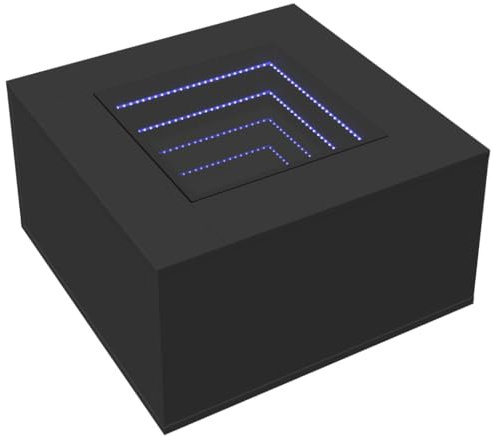 vidaXL LED Couchtisch, Beistelltisch mit LED-Infinity-Spiegel, Kaffeetisch Sofatisch für Wohnzimmer, Wohnzimmertisch, Schwarz Holzwerkstoff