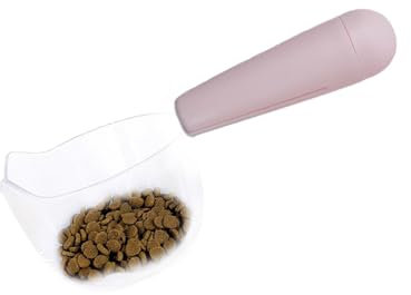 scyca Pelle à nourriture pour chien - 1 tasse - En forme d'oreilles de chat - Verre doseur transparent pour chiots - Fermeture du sac - Pour chien, chat, furet
