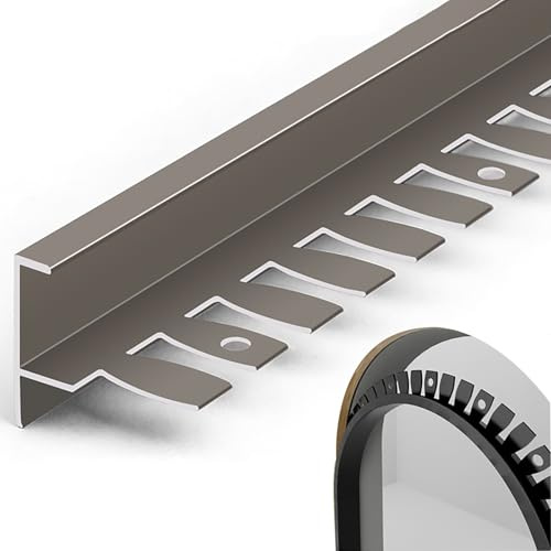 Raouoae Fliesenkanten Schutz Biegbar F-Form Fliesenabschlussprofil Treppenkantenprofil 135cm 2 Stück Metallprofil Stufenkantenprofil Für Laminat(Gray,Höhe: 8mm)