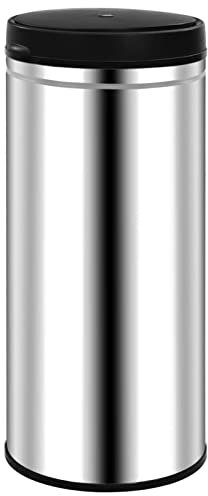 Gecheer Poubelle à Capteur Automatique 80 L Acier Inoxydable, Poubelle de Cuisine avec Compartiments pour Salle de Bain, Chambre, Salon, Hôtel, Restaurants, Bureau à Domicile