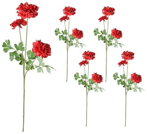 ZHDOKA 5 Stück Künstliche Geranien, 76,2 cm, Seidengeranien, Blumenzweige, Künstliche Geranien, Blumen, Pflanzen, Künstliche Geranienbüsche für Blumen, Zuhause, Innenbereich, (A)