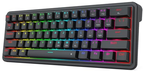 Redragon K722 60% Kabelgebundene Gasket RGB Tastatur 61 Tasten Hot Swap | Free Mod Sockel 3-lagige Geräuschdämpfung Leise Benutzerdefinierte Lineare Schalter