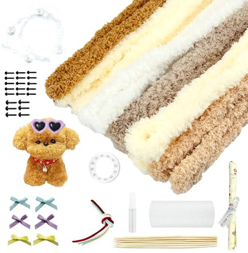 50 Stück Pfeifenputzer zum Basteln braun, 100 cm x 3 cm Pfeifenreiniger zum Basteln, Chenilledraht Plüsch mit Augen, Bändern, Schleifen und Anleitung, für DIY Basteldekoration.