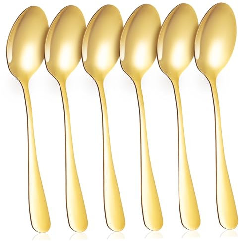 Ciieeo Stainless Steel Spoon Set 6-Piece Polished Dinner Spoons for Eating Kitchen Soup Salad Dessert
