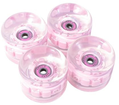 Oshhni 4X Skateboardräder, LED Cruiser-Räder, Clear PU mit ABEC-9 608RS-Lager Glatte Blitzteile Leuchte Rollen, Rosa