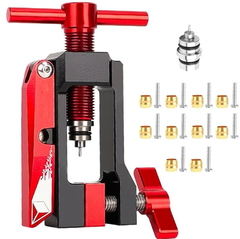 Outil de Presse à Aiguille D'huile Intégré pour Vélo, U Coupe de Précision, avec 1 Broche D'éjection à Double Usage et 10 Connecteurs BH90, aux Vélos de Montagne et aux Vélos de Route (Rouge + Noir)