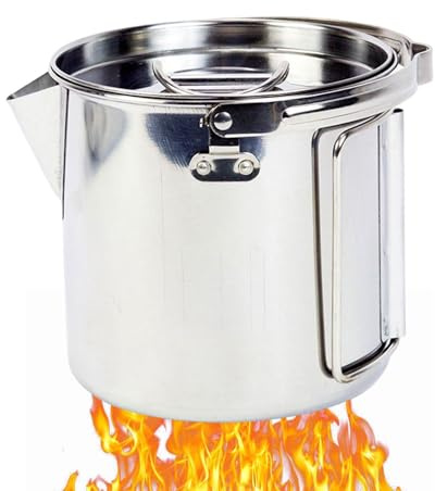 Generisch Camping-Kaffeekanne -1.2L Edelstahl Percolator Wandern Wasserkocher Camping Kaffeekanne,Outdoor-Camp-Kaffeemaschine zum Aufbrühen von Kaffee über Herd und Feuer
