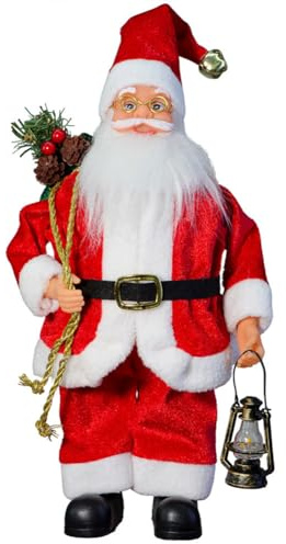 wedfcvrt 34CM Babbo Natale in Piedi Figura, Decorazione natalizia in piedi Figure di Babbo Natale, Natale Bambole più vecchie del bel peluche rosse per Ornamenti da Tavolo Festa di Natale Artigianato