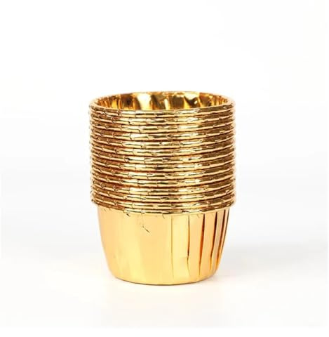 MuffinföRmchen Papier 100 Stück Aluminiumfolie Muffin Cupcake Pappbecher Gold Silber Liner Backförmchen Tray Cases Hochzeit Wrapper Fur Cupcake(Gold)