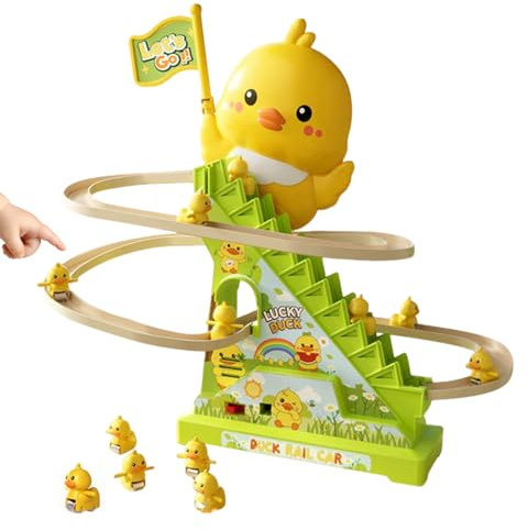 Générique Toys De Canard - Jouet D'escalier d'escalade De Canard - Jouet Électrique 12-PCS Toy | Ensemble De Diapositives sur Pistes pour Bébé Et Tout-Petits | LED FLICHING Lignes Musique ARRIf