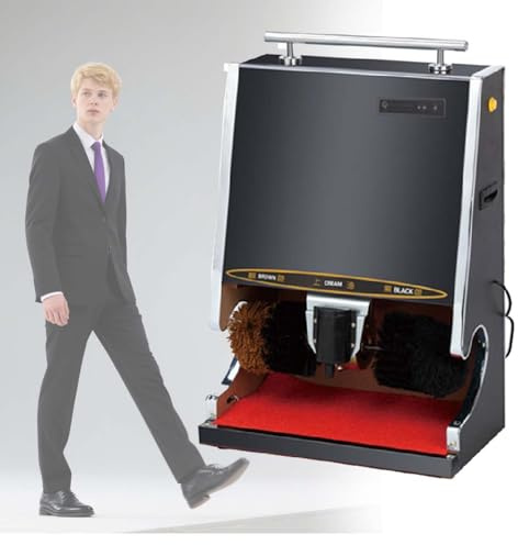 Automatisk Skoputsmaskin för Läder, Elektrisk Skomaskin med Dubbelborste, 1200W Kopparmotor, Intelligent Vaxsystem 150 ml, Titanlegering, Perfekt för Hotell, Kontor och Entré(Black)