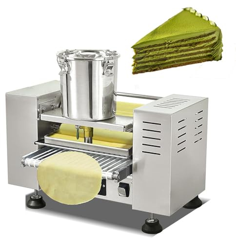 Automatisk kakdegmaskin, kommersiell crêpe-maskin och mille feuille-maskin, crêpe-diameter, 15-23 cm, tjocklek 0,025-0,047 cm, justerbar hastighet, för mango-/durianlasagne, tortilla, pizza 8in