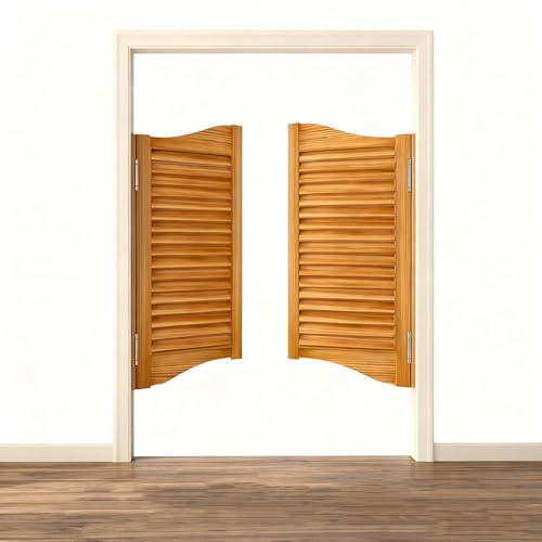 Porte De Battante Volet Blanc Pour Escalier Portes De Saloon En Bois Durable Porte Partition Rétro À Persiennes Portes Moderne À Deux Battants Avec Charnières En Métal(Bleu,W80cm*H90cm)
