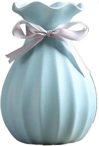 Ceramic Vase for Flowers,Small for Living Room Wedding Garden Office Christmas Decor - 7.8in H(Blue)