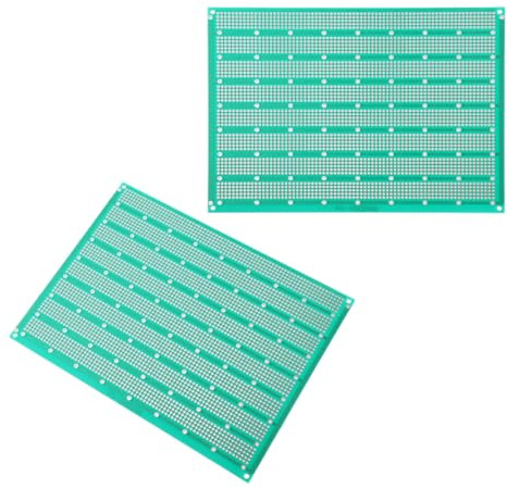 Homoyoyo 2 Piezas Placa Pcb Sola Cara 15x20 Cm Verde Cinco Orificios para Proyectos Electrónicos, Placa de Circuito Impreso de Cobre para Experimentos y Prototipos Domésticos