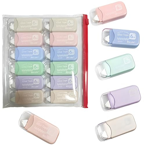 12pcs Glue Dots Double Sided Tape Roller, Effortless Gliding, Adhesive Craft Glue, Portable Double Sided Tape for Scrapbook Supplies, Journaling Supplies, Card Making Supplies