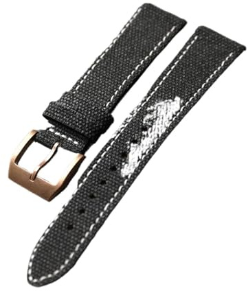 Canvas regenererad läderklockband 20 mm 21 mm 22 mm rent kopparspänne mjukt armband svart grön grå för traditionell klocka, 22mm, Acetat, Inga ädelstenar