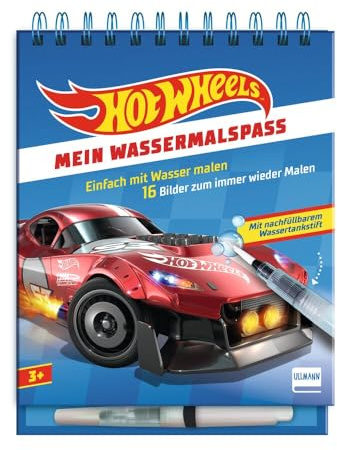 Mein Wassermalspaß - Hot Wheels: Einfach mit Wasser malen - Hot Wheels-Malbuch mit 16 Bildern, die sich beim Kontakt mit Wasser bunt färben + viele ... mit nachfüllbarem Wassermalstift, ab 3 Jahren