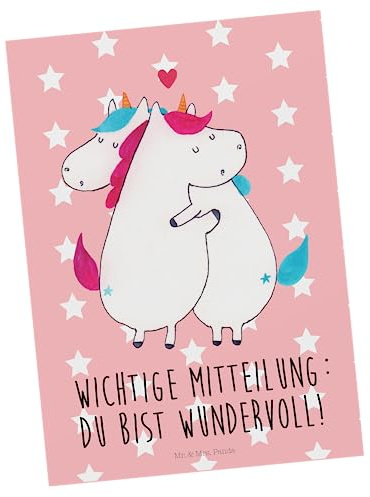 Mr. & Mrs. Panda Postkarte Einhorn Mitteilung - Geschenk, Einhörner, Fotokarte, Postkarten, Unicorn, Ansichtskarte, Grußkarte, Spruch, Partner, Liebe, bildkarte, Valentinstag